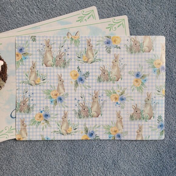 Set of Three Hobby Lobby Reversible Happy Easter Bunny Placemats w/ Bird Nest - Picture 5 of 9